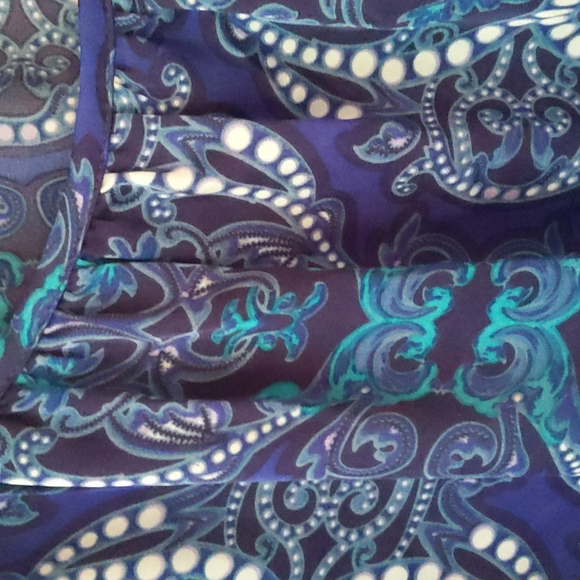 Jones NY Signature Stretch Floral Open Sleeve Oversized Top M Blue Purple - Picture 5 of 14